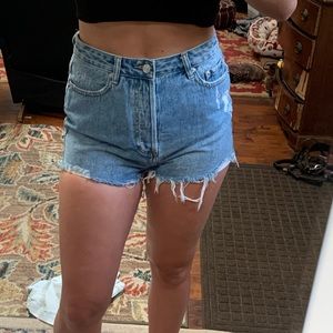 Distressed High Waisted Denim Short